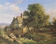 Adrian Ludwig Richter Church at Graupen in Bohemia (mk09) china oil painting reproduction